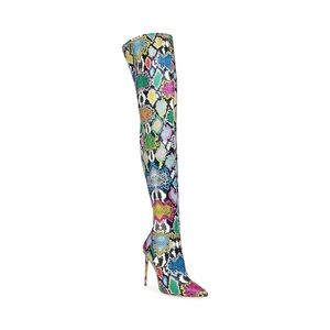 Multicolored snake print boot